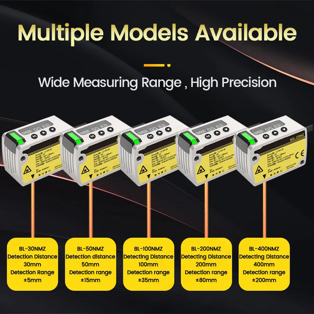 Laser Displacement Distance Sensor Thickness Measurement Height Sensor High Precision 0.002mm Analog 485 Output Transmitter