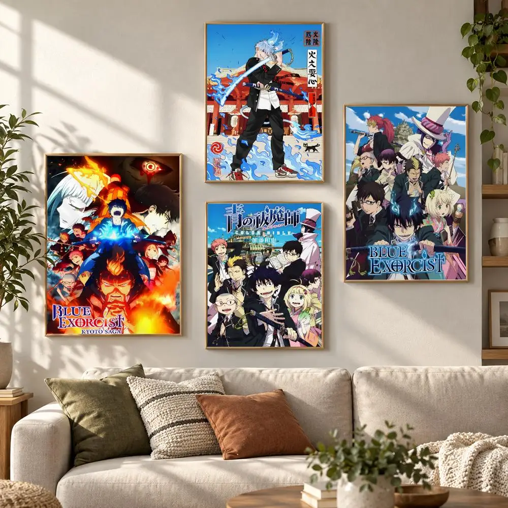 Blue Exorcist Supernatural Anime Series Demon Battles Poster Contemporary Wall Art Print for Bedroom & Living Room, Unframed