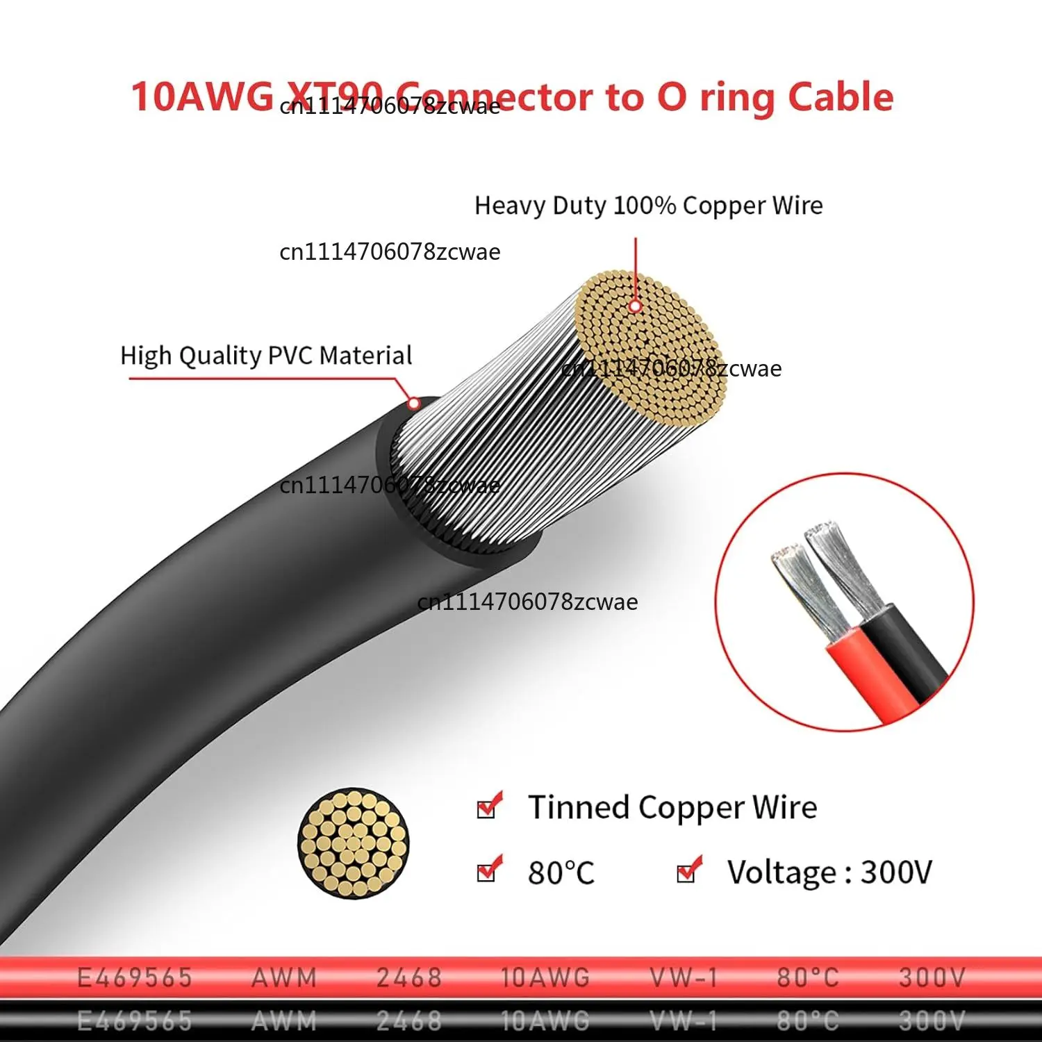 ZOCI-XT90 to O‑Ring Terminal Cable 10AWG Male Connector 2FT Wire for RC Lipo Battery FPV Racing Drone Portable Power Station