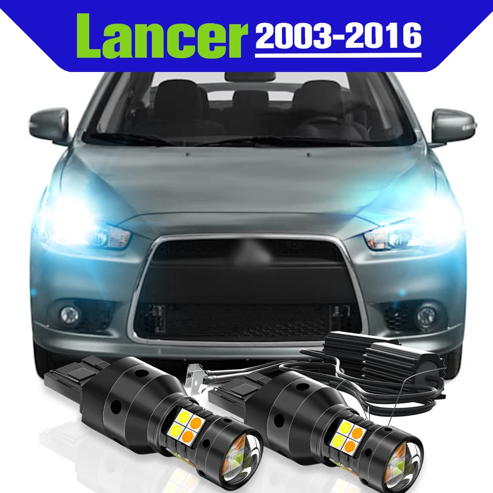 

Dual Mode Turn Signal+Daytime Running Light DRL Accessories 2x LED Lamp For Mitsubishi Lancer 7 8 2003-2016 2011 2012 2013 2014