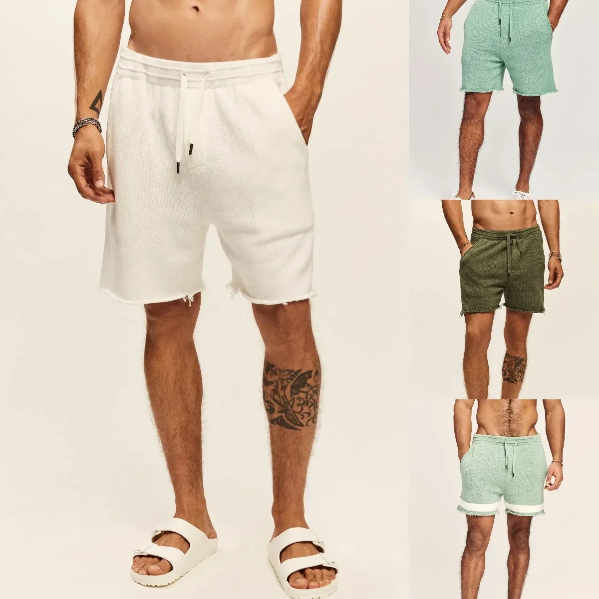 

Mens Knitted Oversized Casual Shorts Sports Fashion Home Shorts for Men