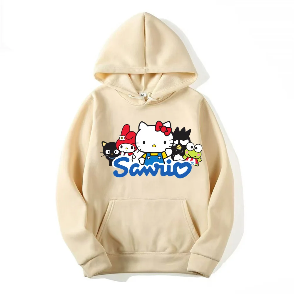 New Cartoon Fashion Hello Kitty Hooded Round Neck Pullover Hoodie Women Loose Oversized Top Hoodie Clothes Winter Clothes Women