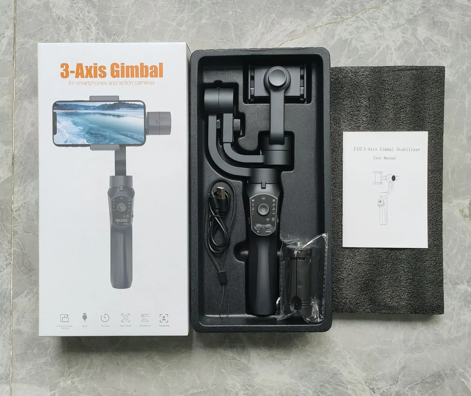 2025 Fabrikversorgung Handstabilisator Selfie Stick F10 Glatter 3-Achsen-Wireless-Handy-Gimbal-Stabilisator Telefon