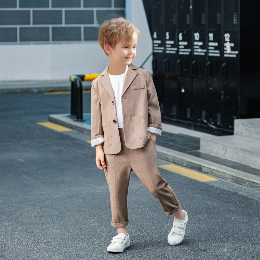 Fashion Daily Child Suit Set 2 Pieces For School Performace Hot Sale Classic Lapel Boys Suits New Year Christmas Party