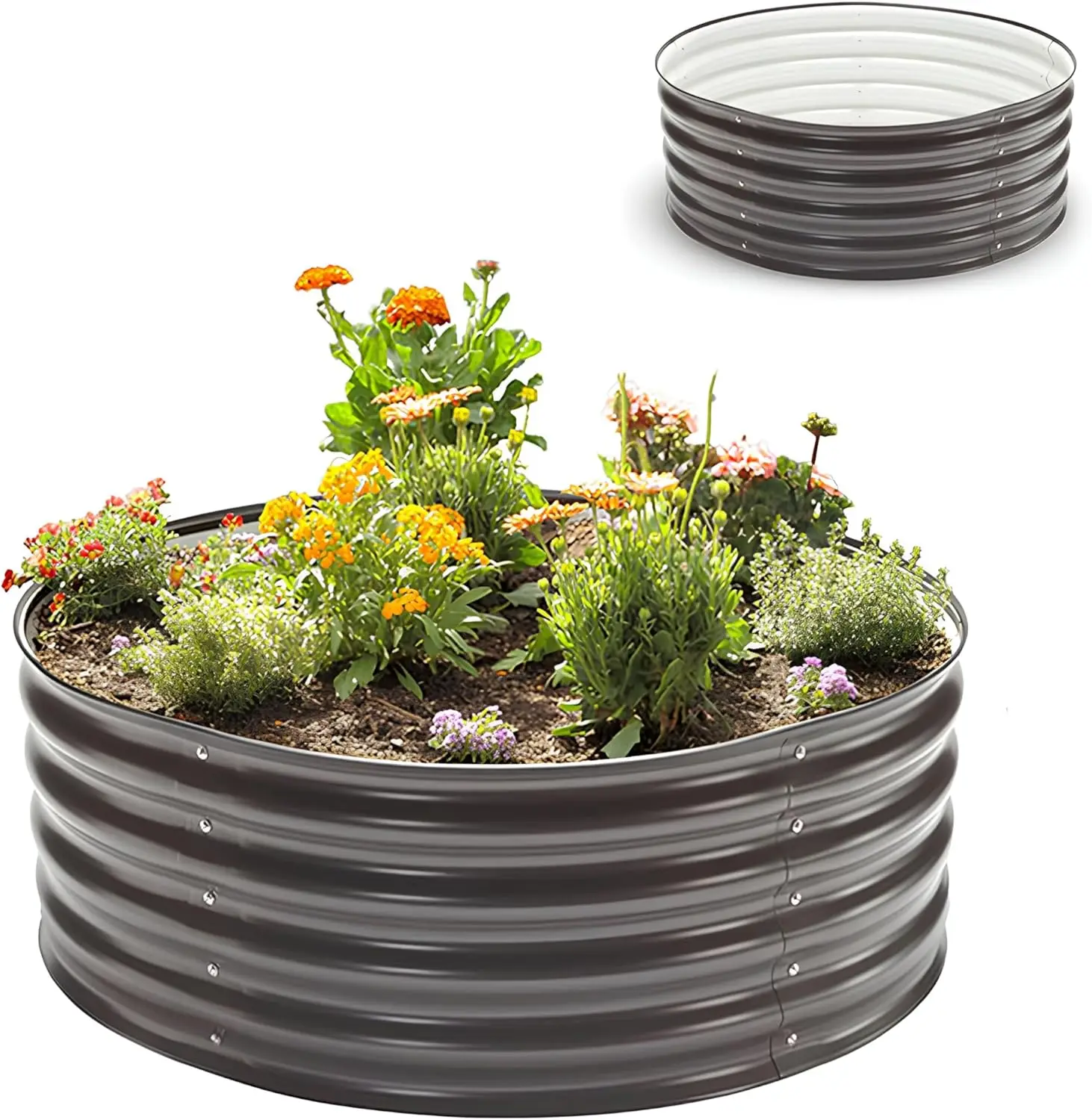 5-in-1 Modular Galvanized Raised Garden Bed Kit, 15 Tall Metal Planter Box, Durable Aluzinc Steel Raised Garden Bed Out