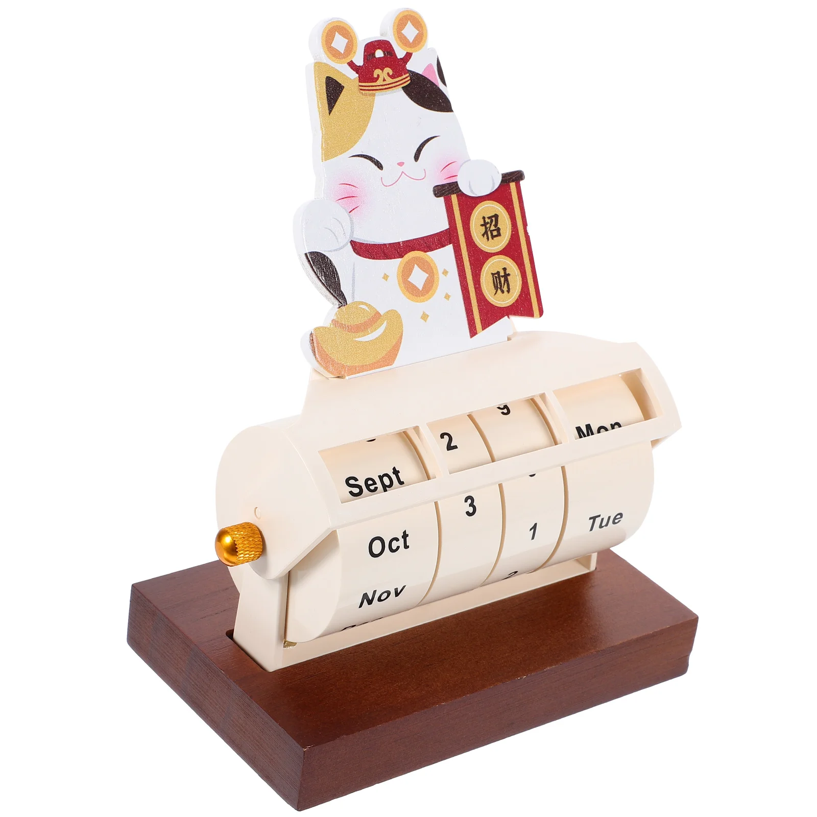 

Cartoon Wood Calendar Household Perpetual Calendar Office Wheeling Calendar Office Supply