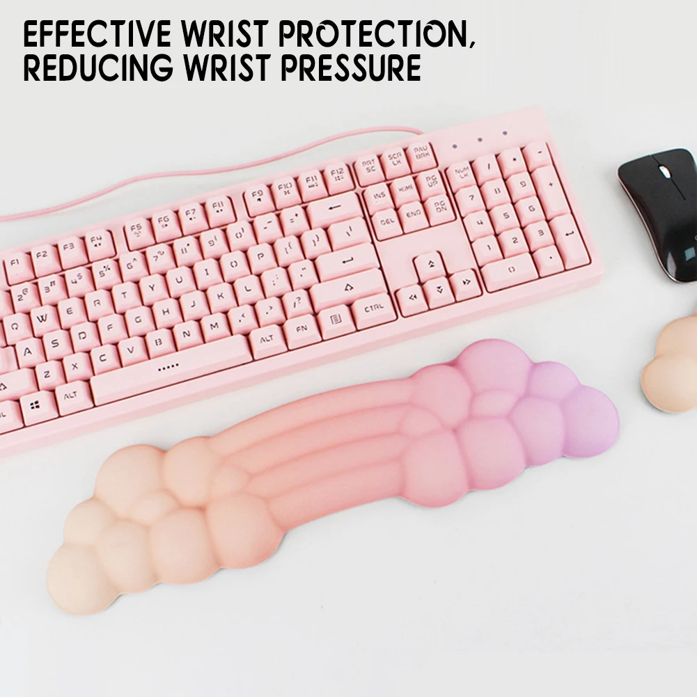 

Gradient/Solid-Color Soft Foam Cotton Anti Slip Clouded Wrist Pad Portable Typing Pain Relief Support Pad For PC Keyboards