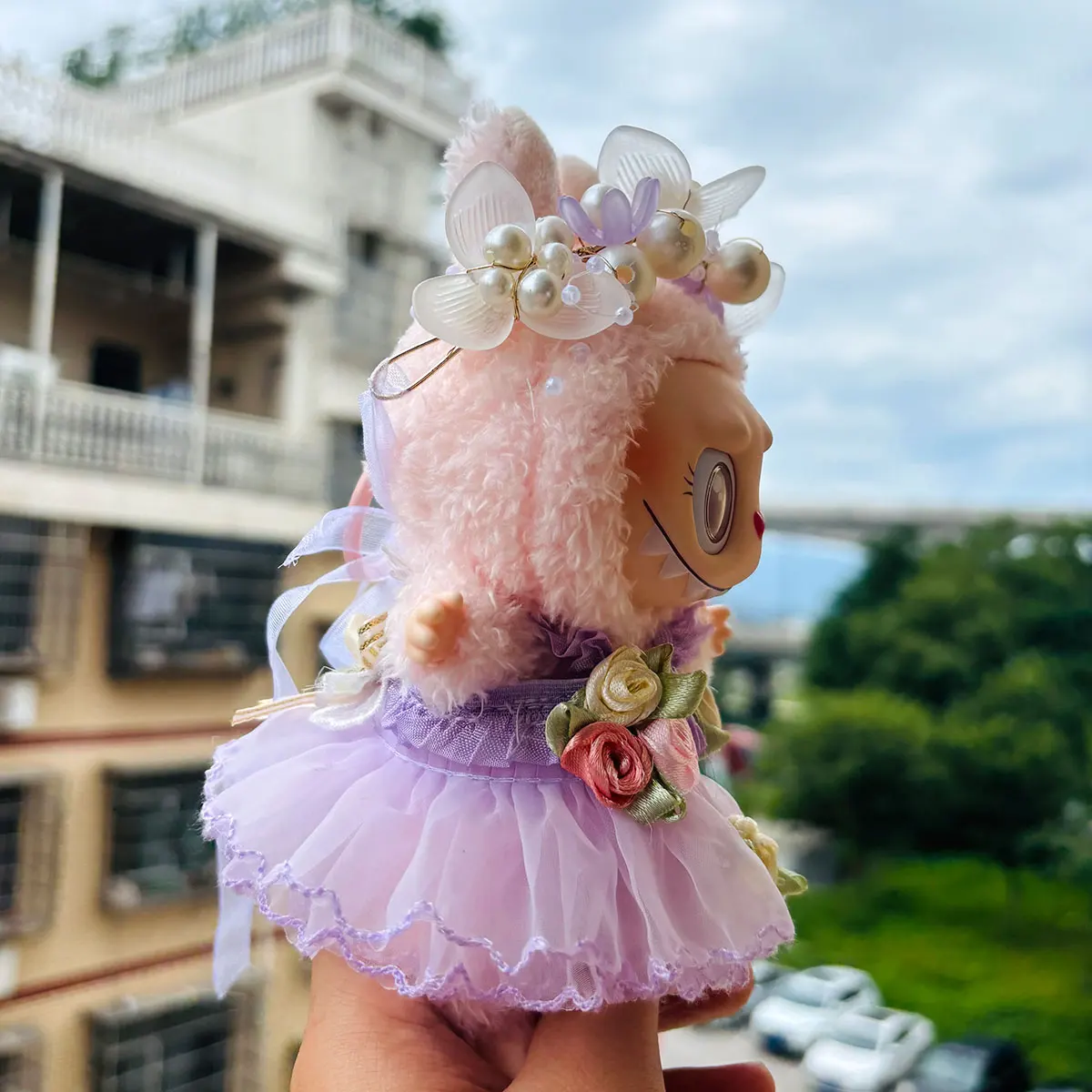 For Labubu Doll Clothing  Strap Pants with Mini Headphones and Mini Camera 17cm Clothing Shoes Doll DIY Accessories Training Sit
