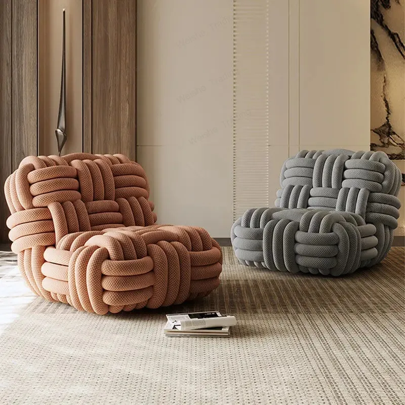 

Knit Accent Chair, Handwoven Chenille Lounge Chair with High-Resilience Foam, Modern Minimalist Design for Living Room