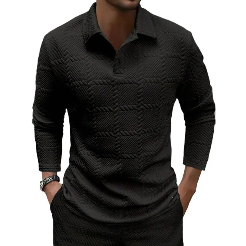

Men's Ribbed Knit Collared Sweater Cross-Border Fashionable Spring Season Deformable Comfortable Fit Other Details
