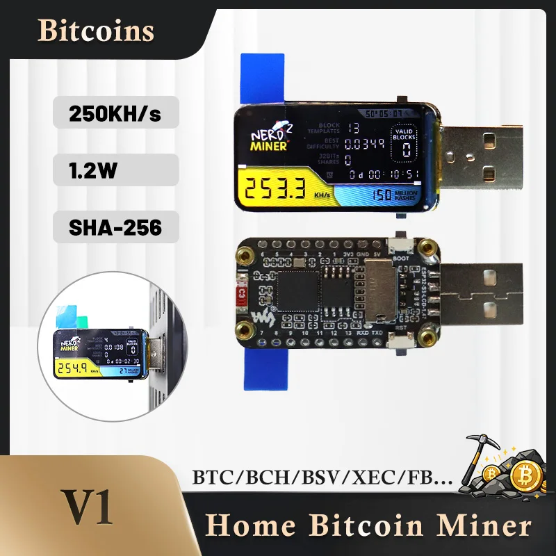 

NerdMiner USB Bitcoin Miner 250KH/s | Mini BTC Solo Lottery Mining Machine with Smart LCD Display DIY Crypto Miner