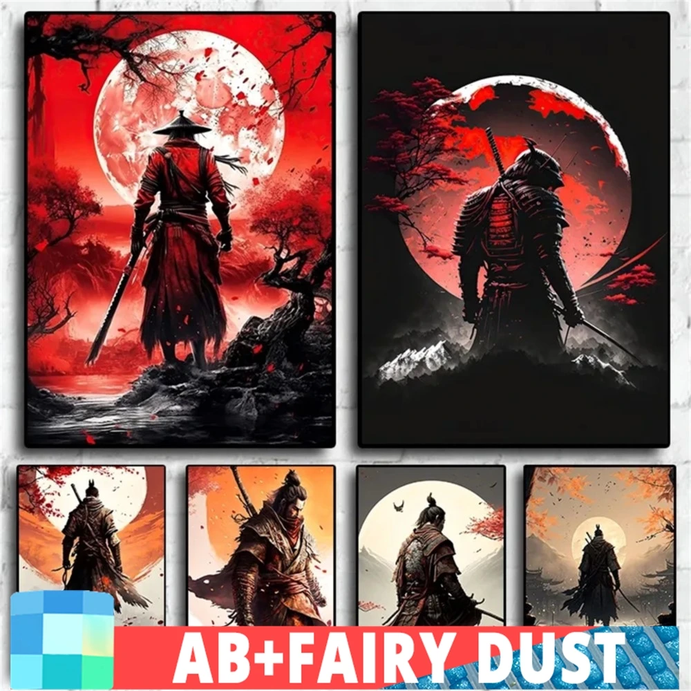 

AB сказочная пыль Самурай алмазная живопись японский Винтажный стиль художественные картины Домашний декор 5D DIY мозаика Набор для вышивки крестиком