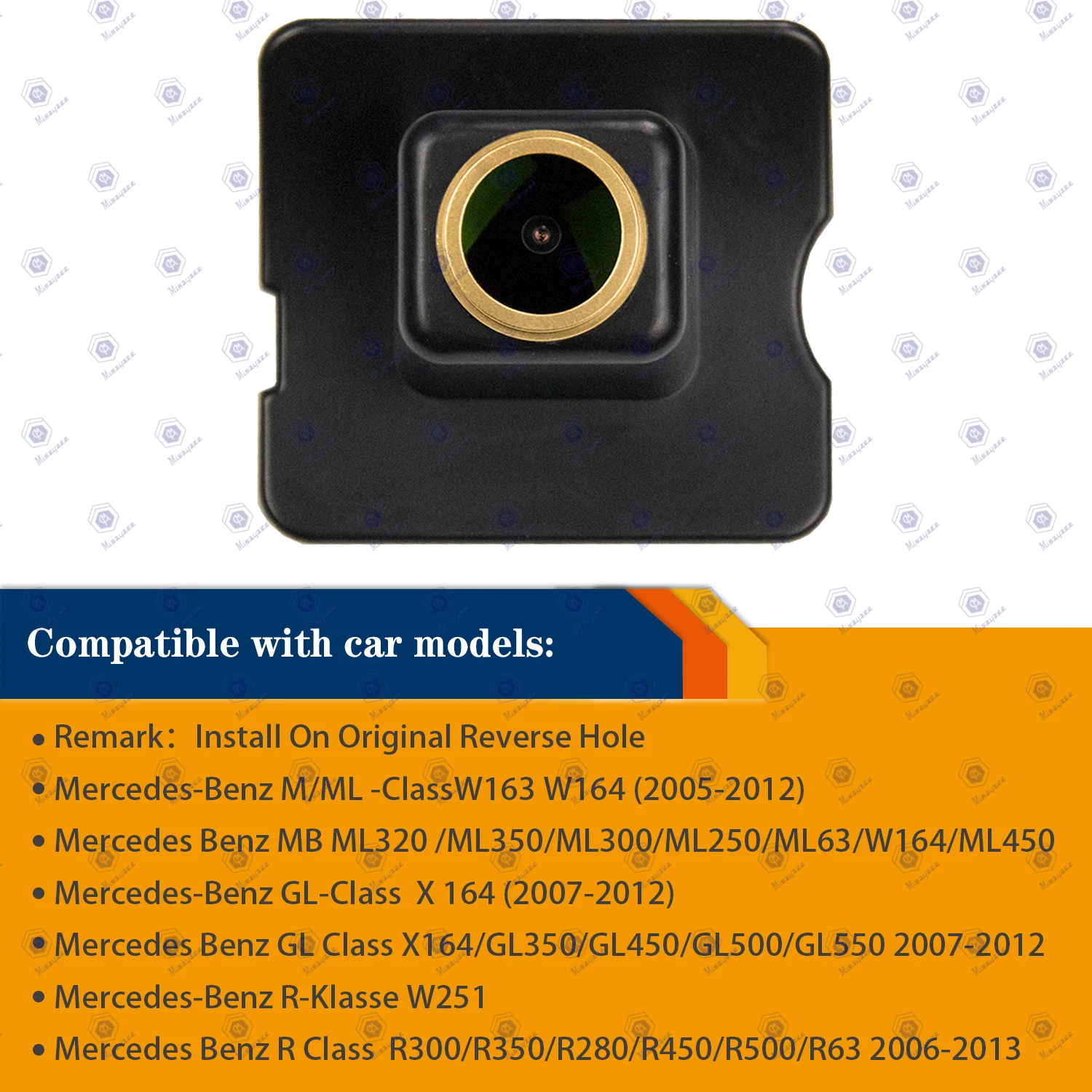 HD 1280x720p Rear View camera for Mercedes Benz M ML R GL -Class MB W164 W251 X164, Night Vison Original Reverse Hole Camera