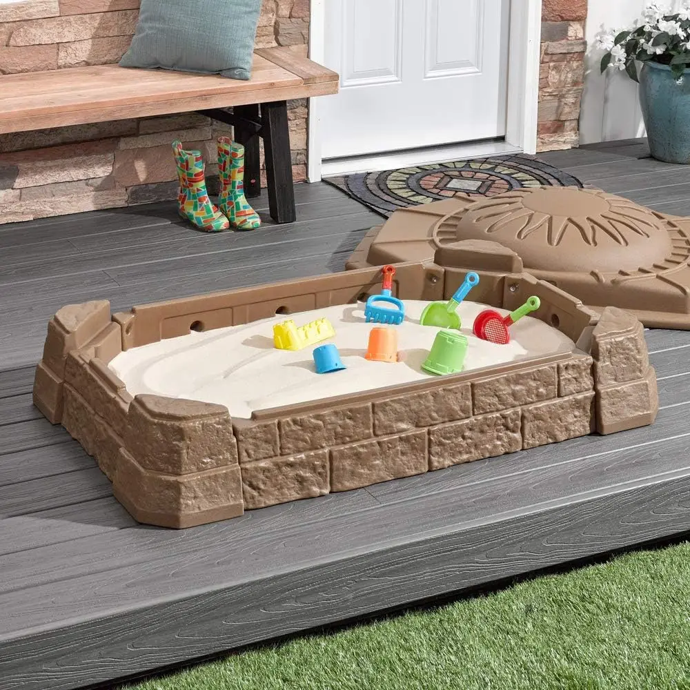 Sabbiera naturalmente giocosa II, attività di sabbia per bambini fossa per giochi sensoriali, giocattoli estivi all'aperto, accessori per giocattoli d'acqua da 7 pezzi, per Toddl