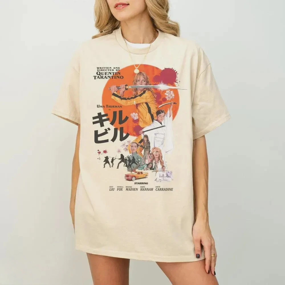 Kill Bill Shirt Quentin Tarantino Tshirt,Uma Thurman,Retro Movie Shirt Summer Men's and Women's Loose and Breathable T-shirt Top