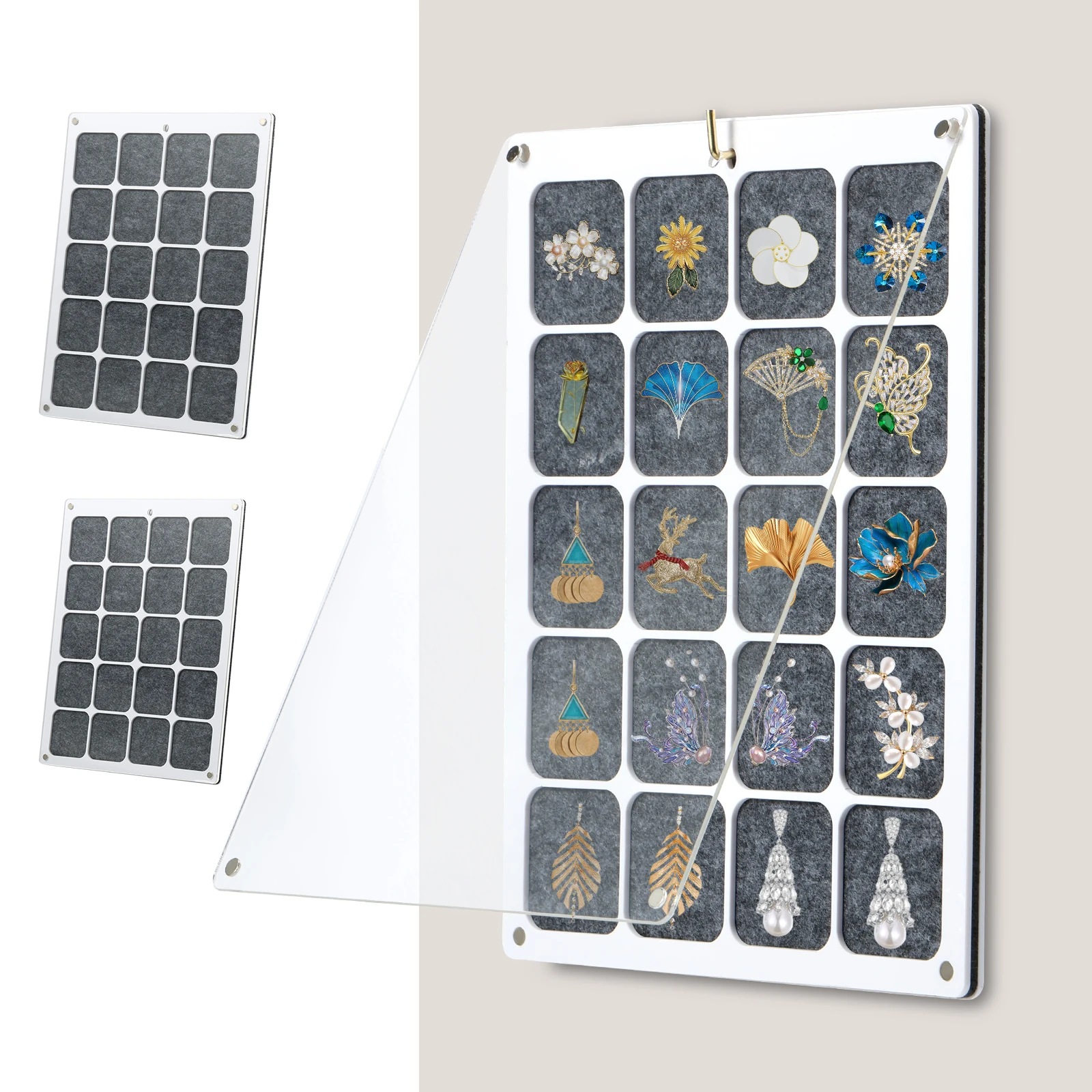 Felt Pin Display Case Brooch Display Box Portable Dust-proof Display Frame for Medals Jewelry Pin Collections Holder Tabletop
