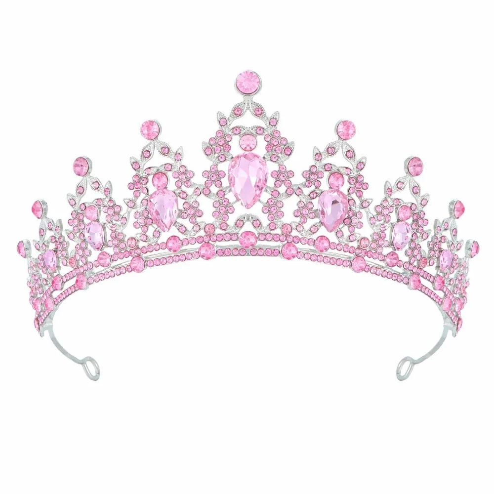 

Tiara Crown for Women, Headband Hair Accessories for Birthday Wedding Party Costume Pink