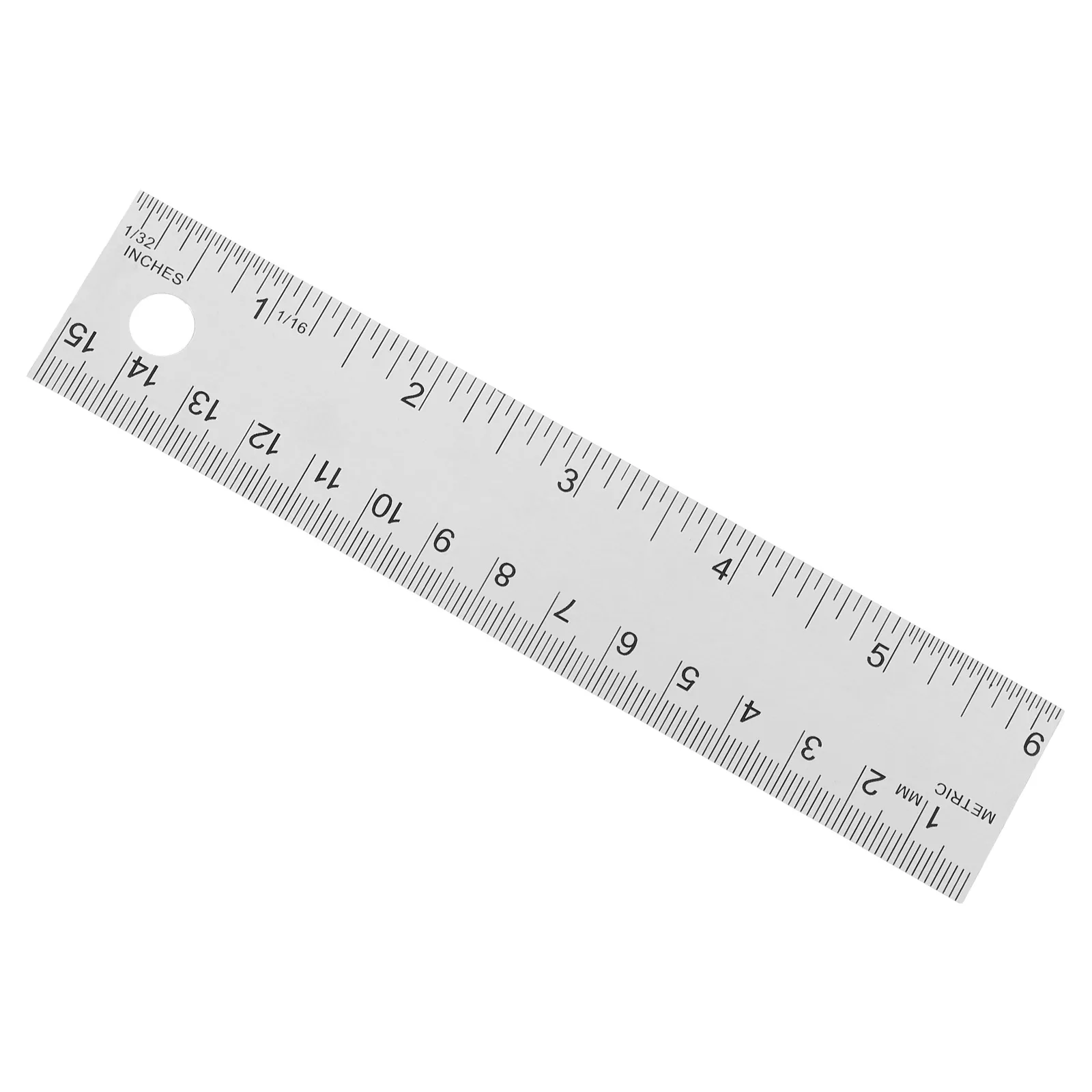 Cork Measuring Ruler Stainless Steel Metal Office Student Tool Silver Backed Hole High Precision Multi Purpose mm Inch