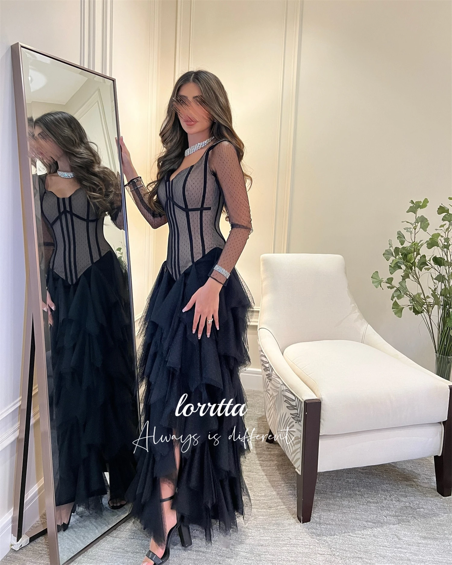 Customized Party Dress Evening Puffy Skirt Long Sleeves Robe De Soiree Femmes Cocktail Dresses for Special Occasions فساتين سهرة image 3
