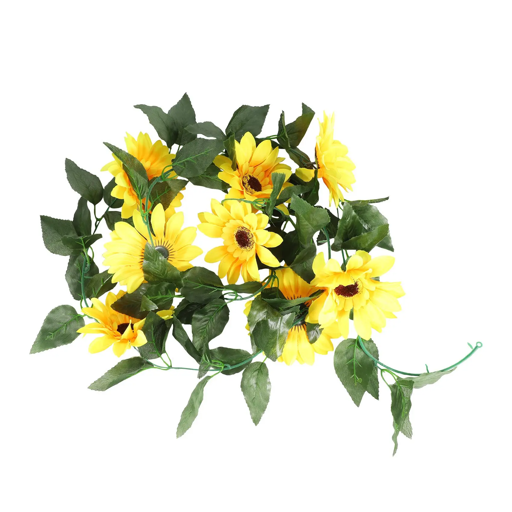 2Pcs Sunflower Garland Artificial Flowers Vine Fake Silk Sun Flowers Hanging Vines for Balcony Garden Wedding Decoration