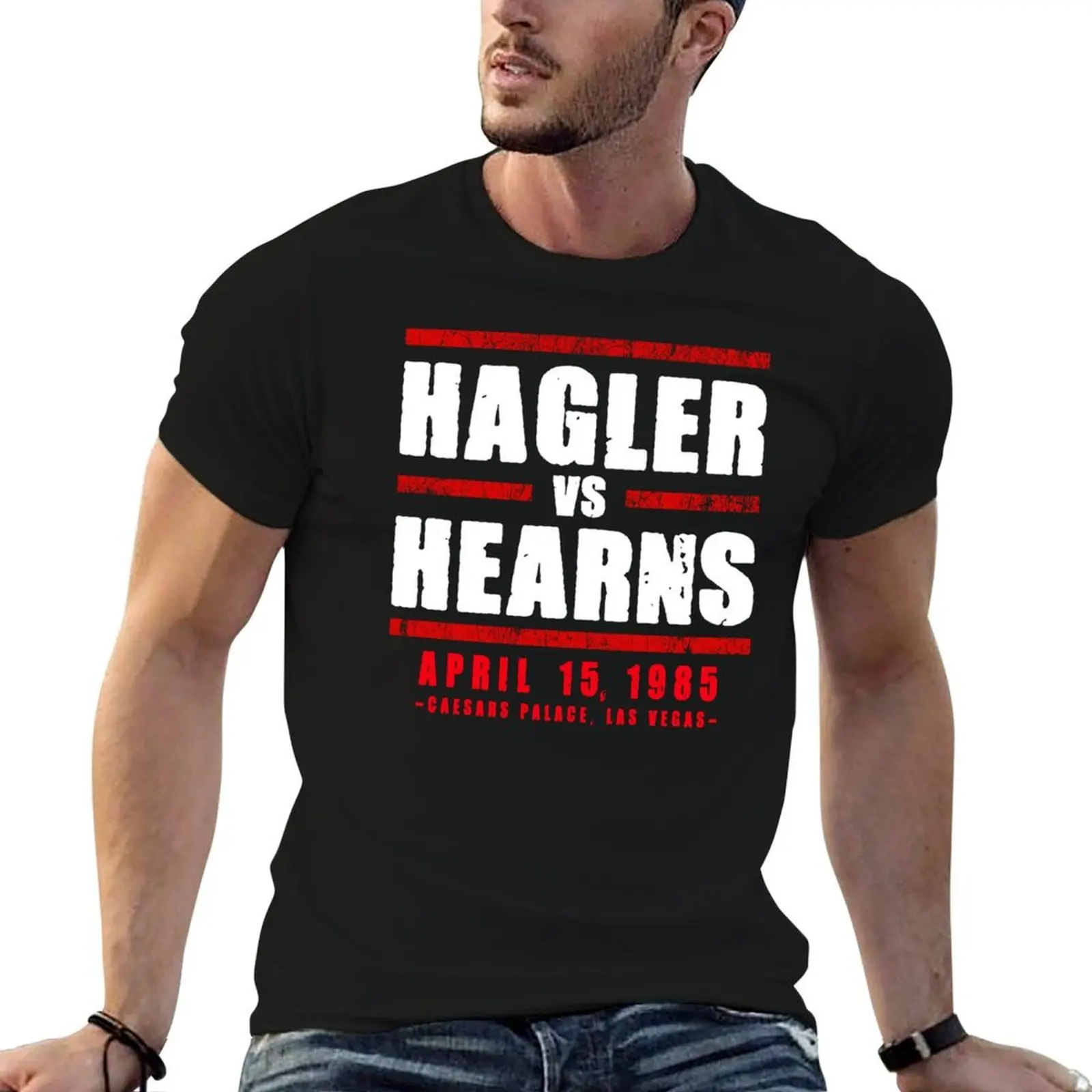 

Hagler vs Hearns April 15, 1985 Vintage Boxing T-Shirt anime t shirts oversize man t shirt heavy cotton T-Shirt