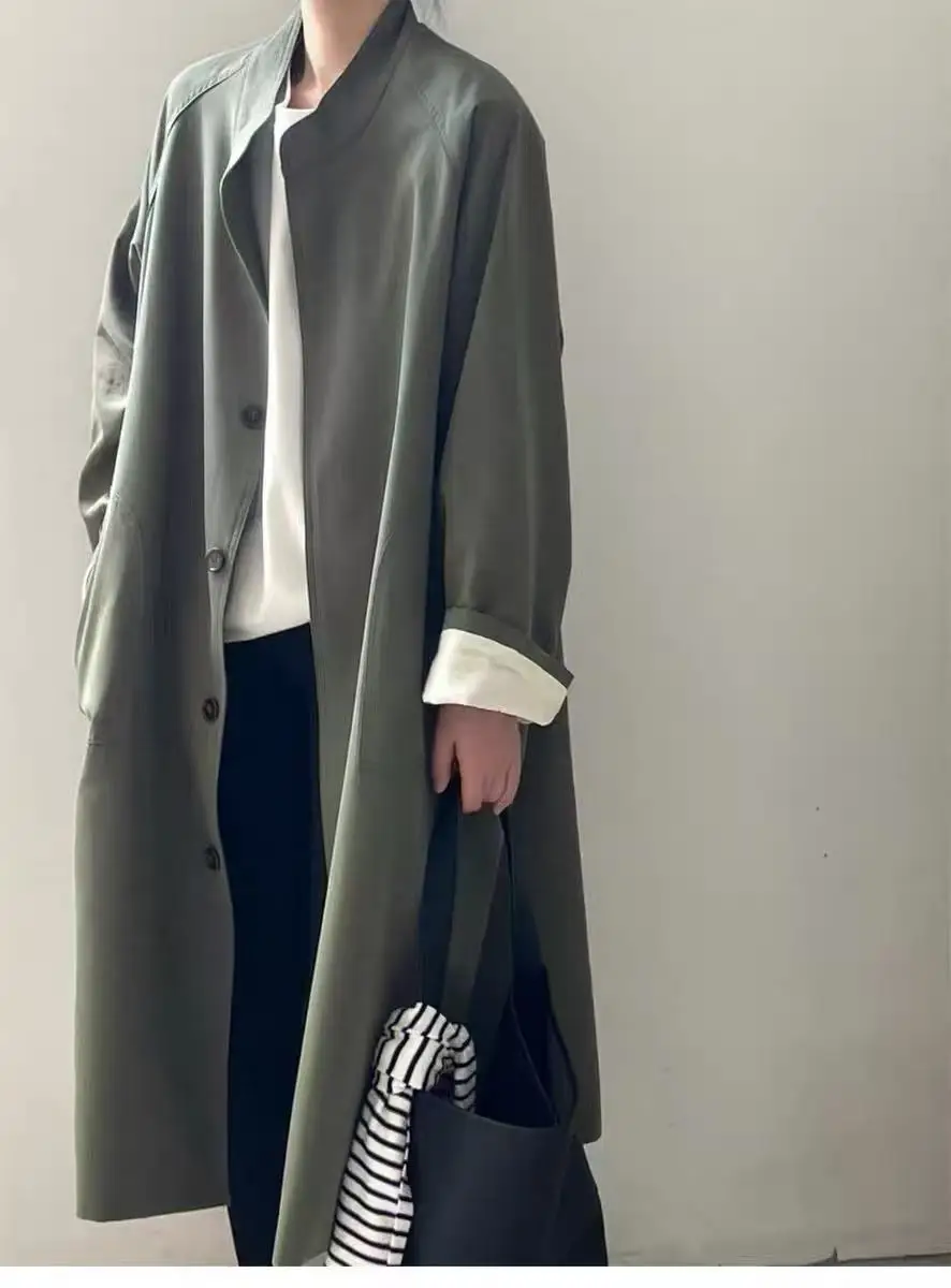 British Style Standing Collar Mid Length Trench Coat For Women In Autumn And Winter 2025, New Casual And High-End Coat