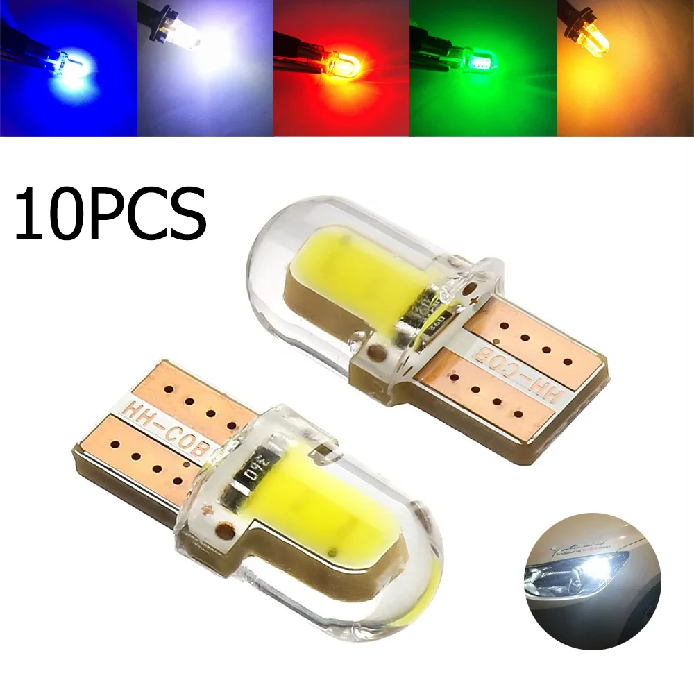 10X T10 Led Light Bulb 1w Car Cob Lights License Plate Lamp 12v Silicone Lighting Turn Signal Interior Bulbs Dome 360° Lighitng