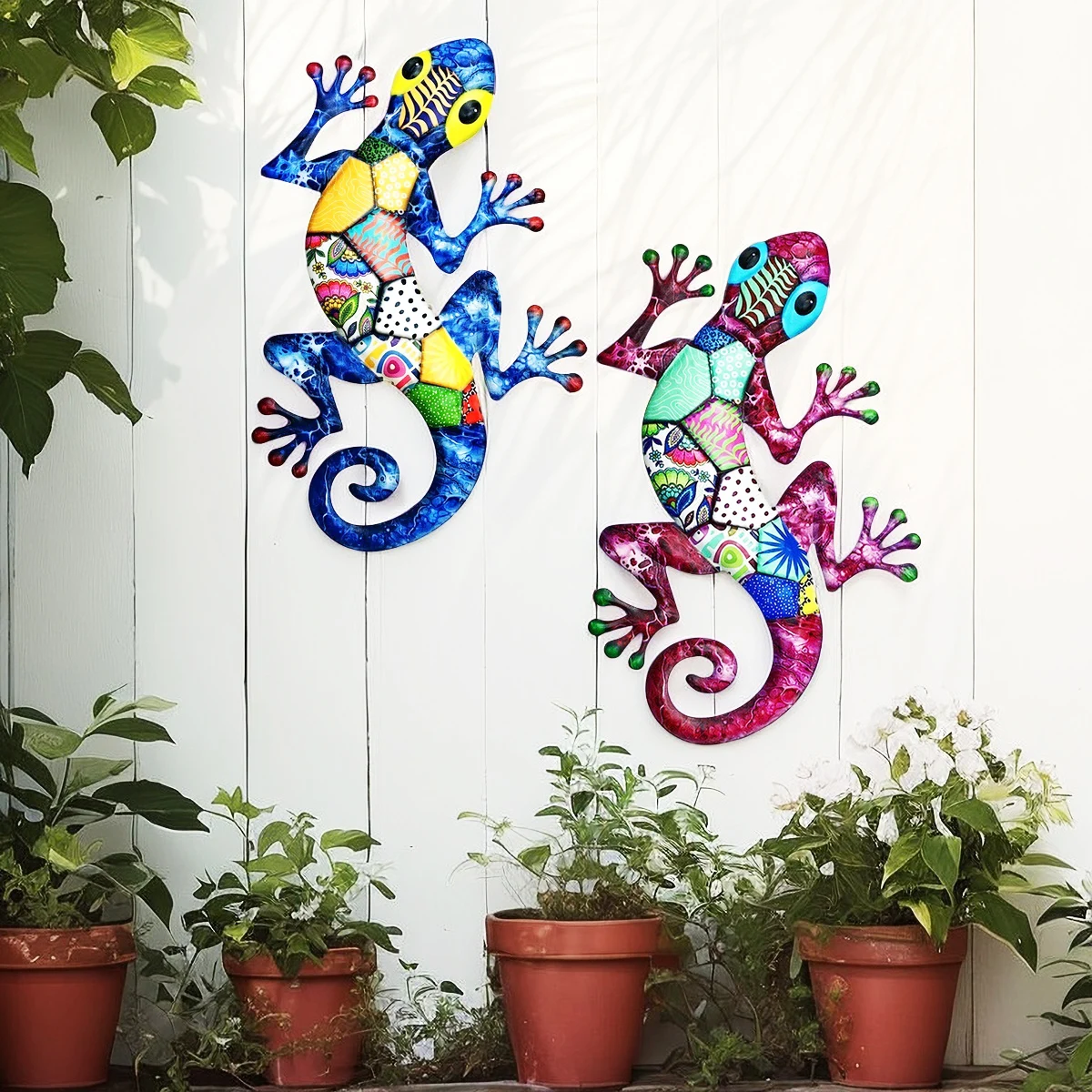 Große Metallkunst-Gecko-Wanddekoration, lebendige Eisenkunst, Eidechsenskulpturen, Gecko, hängende Verzierung für den Außenbereich, Zuhause, Büro, Hof, Garten – Detail 10