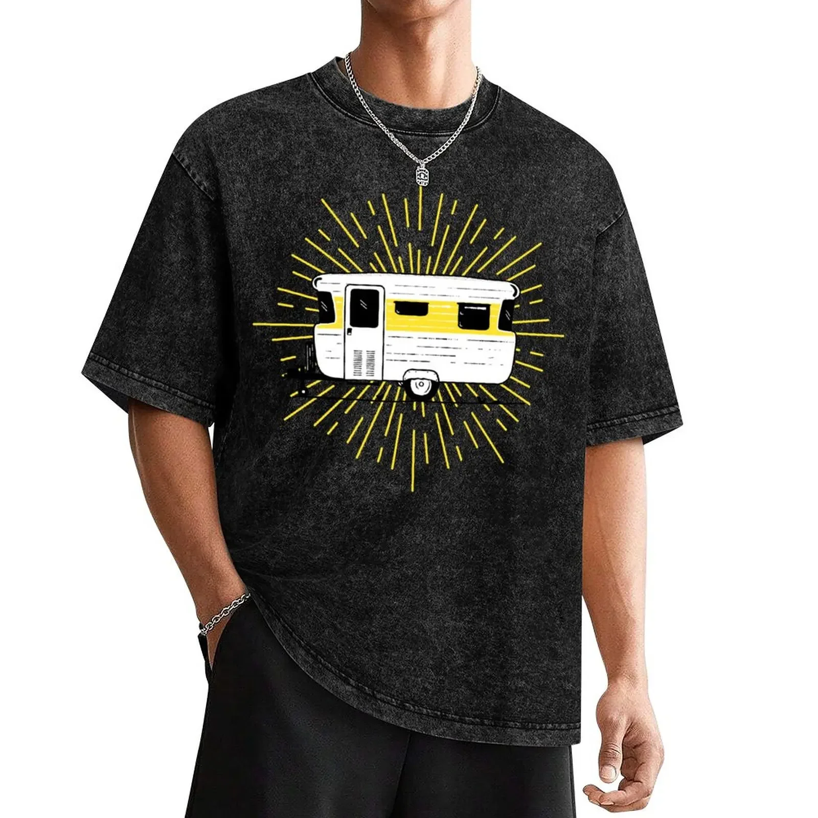 Viscount Caravan Illustration - Yellow T-Shirt vintage graphic tee man t shirt men graphic t shirts