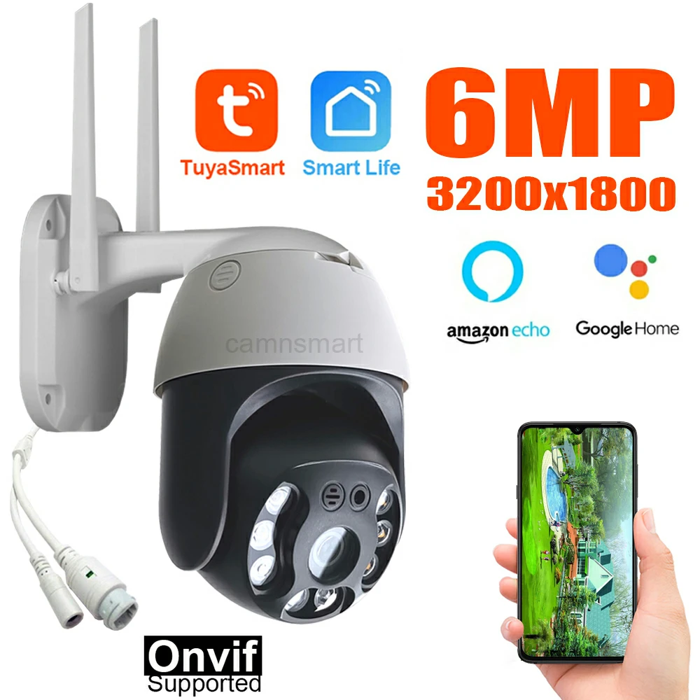 

6MP Tuya WIFI Camera Security for Home Protection Outdoor CCTV Wireless Onvif NVR Smart Motion Detection Tracking Garden Monitor