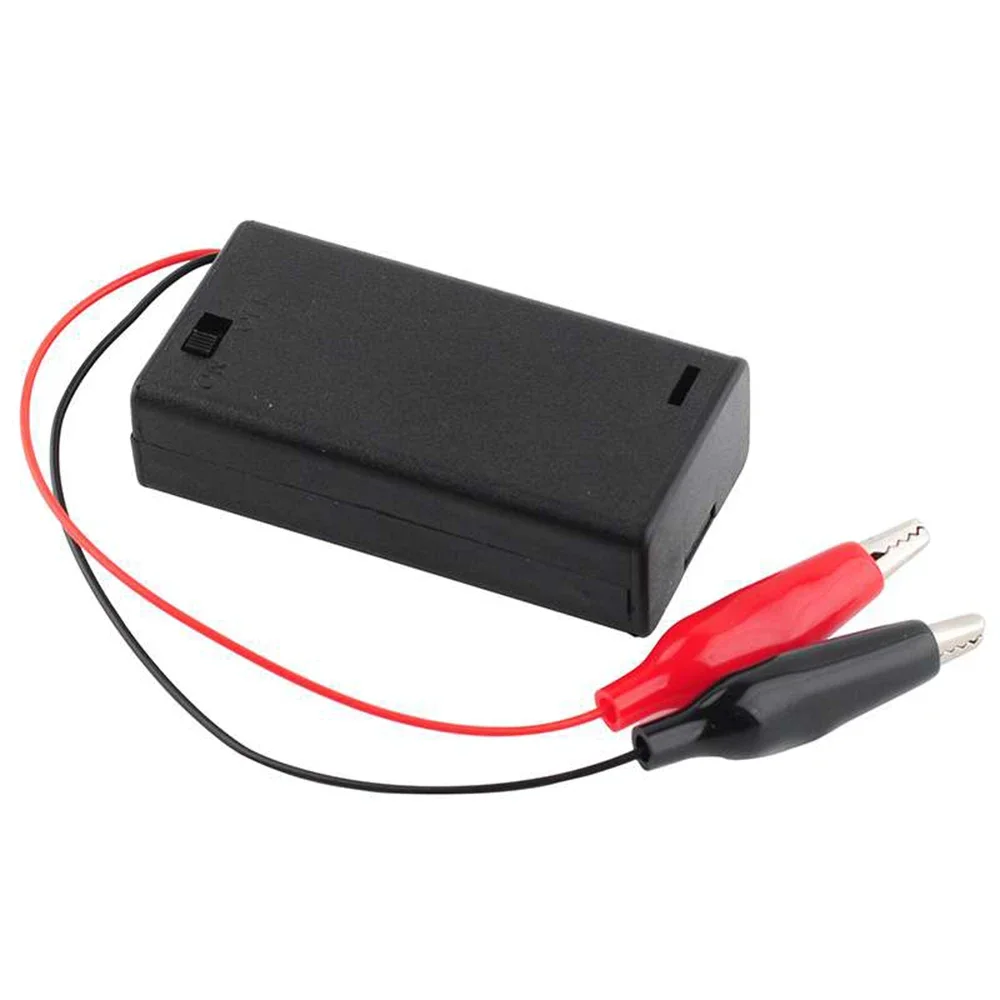 

10PCS 2 AA Battery Holder Case with Alligator Clip & ON/Off Switch - 3V Power Supply Box with Cover for DIY Projects
