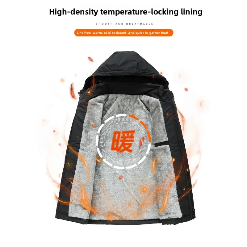 

Mens Autumn Winter Jackets Men's Warm Cotton-padded Jackets Outdoor Men Windproof Jackets Thickened Hooded Cotton-padded Jackets
