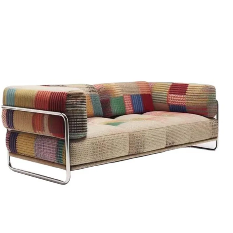 Bauhaus rainbow sofa, stainless steel fabric color matching antique living room designer dopamine color