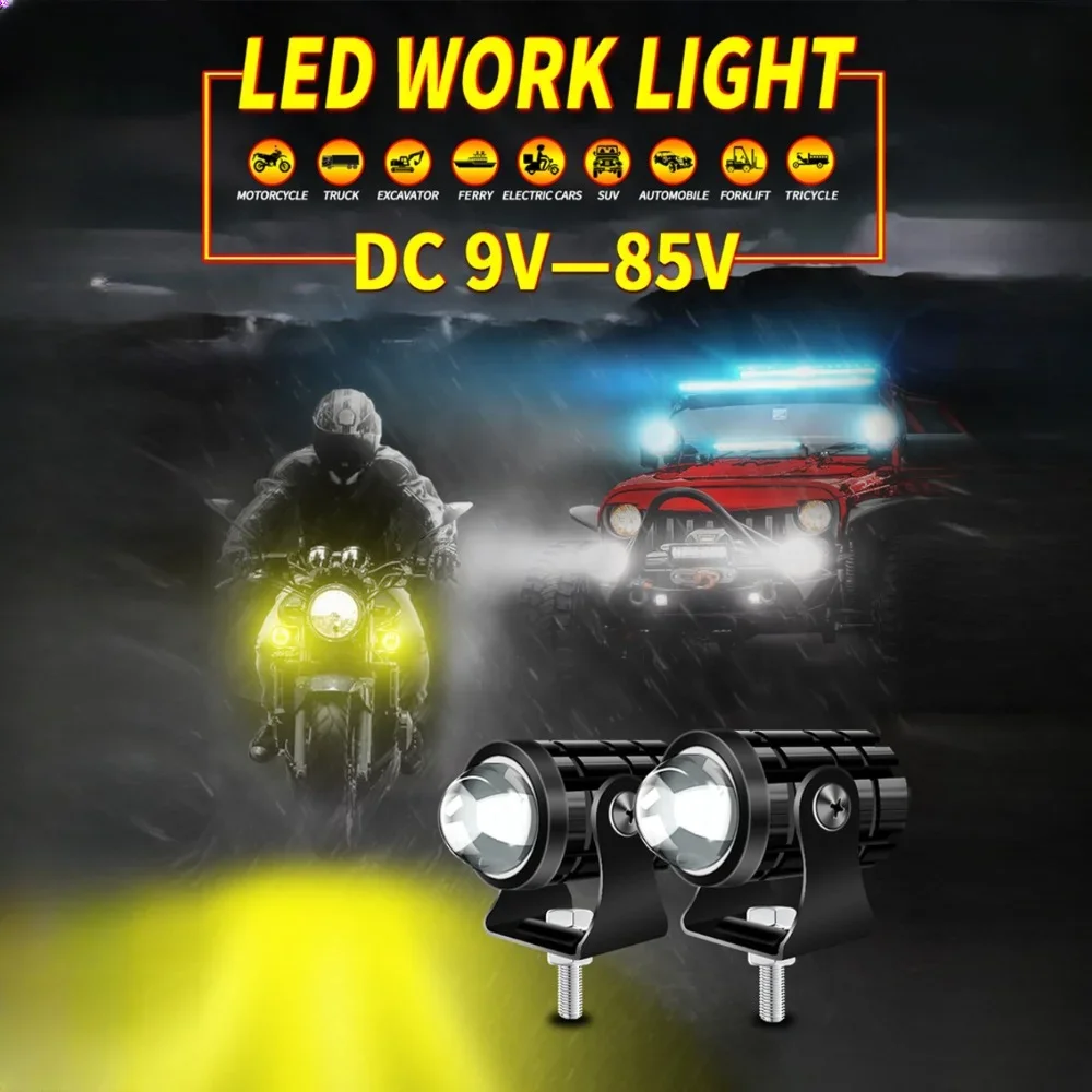 Motorcycle LED Spotlight Headlight Spotlight Super Bright Far and Near Modified Two-color Driving Light Motorcycle Accessories