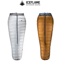 Ice Flame Yan Outdoor Camping UL Hatless Sleeping Bag Ultralight 7D Goose Down Spliceable Sleeping Bag Camping Hiking