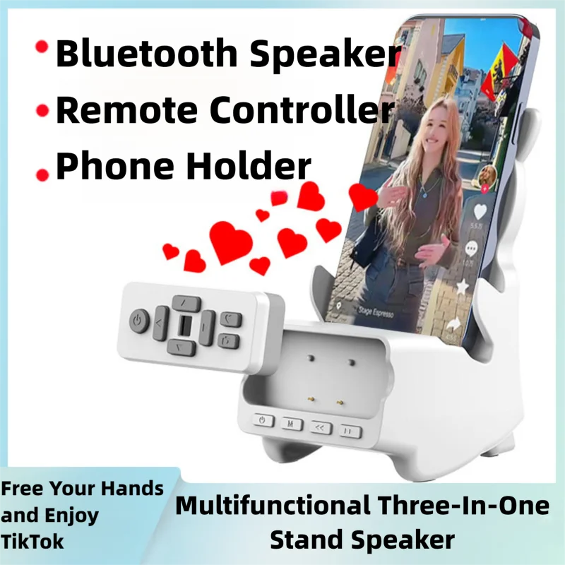 

3-in-1 Wireless Bluetooth Speaker Phone Stand Remote Controller TikTok Browsing Photo Taking Page Turning for Android IOS Gift