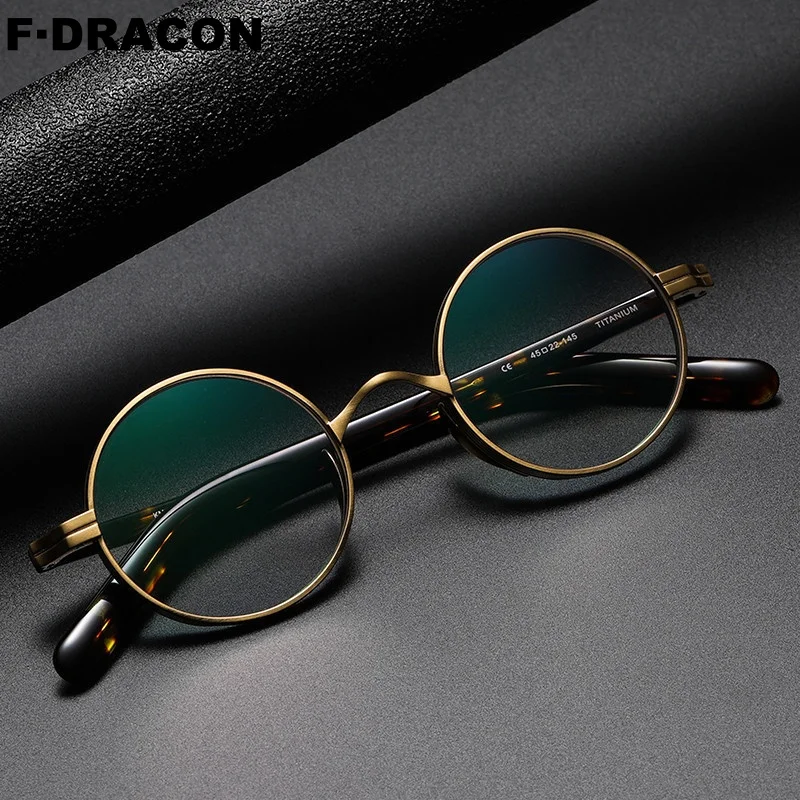 

Titanium Frame Handmade Retro Round Frame Men's And Women's Glasses Frame Ultra Light Optical Prescription Glasses Frame 10881