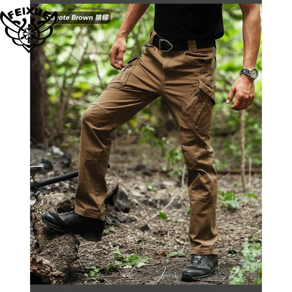 

Mountain Climbing Cotton Hunting Tactical Pants Men Outdoor Hiking Camping Trousers Male Casual Many Pockets Goth Cargo Pants