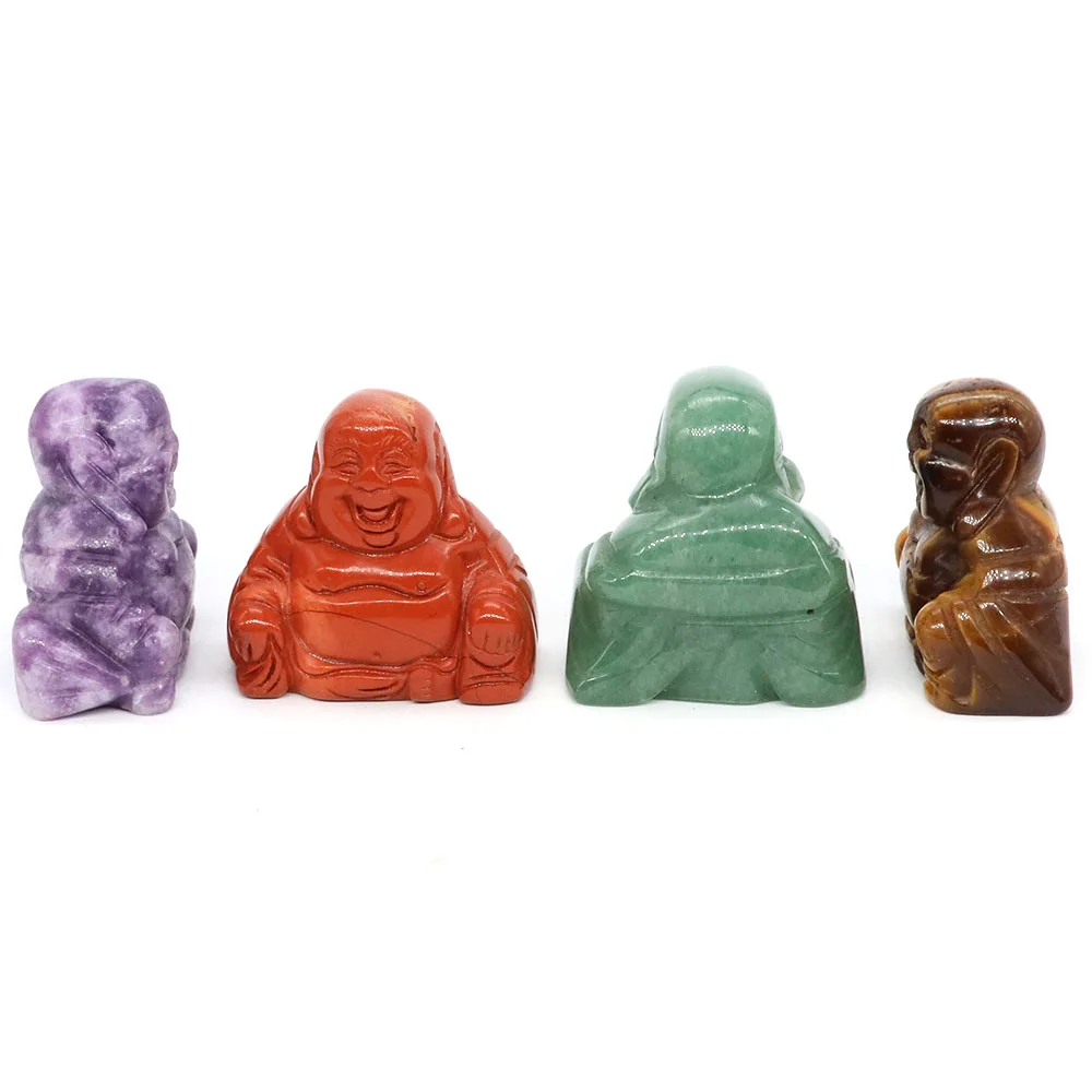 36mm Buddha Statue Natural Healing Crystals Reiki Chakra Spiritual Hand Carved Stones Maitreya Figurines Crafts Home Lucky Decor