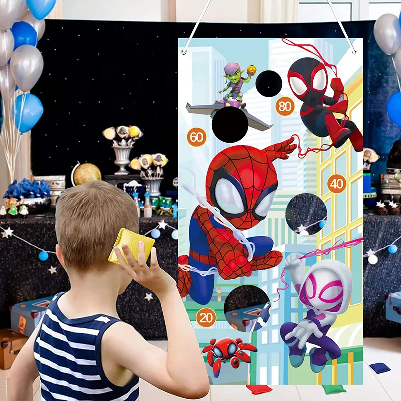 spider man Theme Party Throw Game Banner Birthday Party Decoration Children\'s Party Sandbag Game Background Toy birthday gift