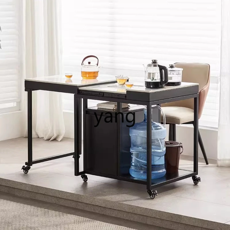 

YHM Small Apartment Rock Slab Living Room Home Mobile Tea Table Modern Minimalist Style