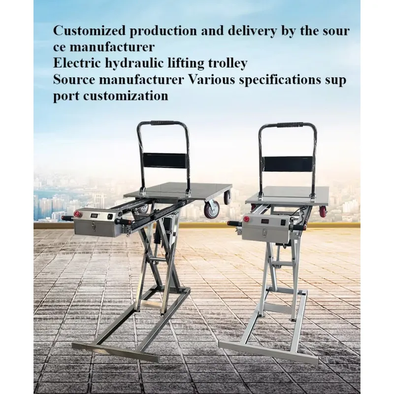 Hydraulic Cargo Folding Lifting Platform Structure Electric Scissor Lift Warehouse Trolley Four-Wheel Steel Hand Cart Van