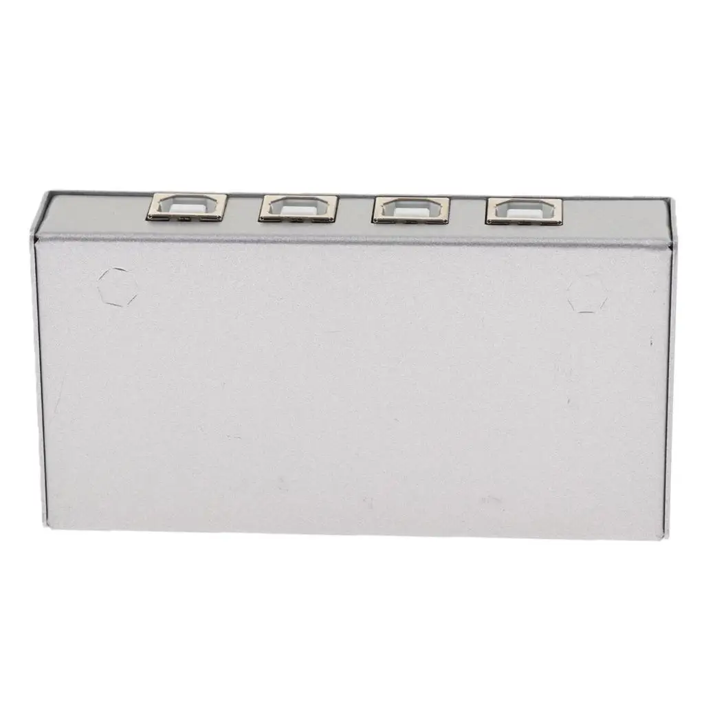 Metal USB Sharing Switch 4 Port Multi-device Hub Adapter Splitter for Computer Peripheral Printer Use