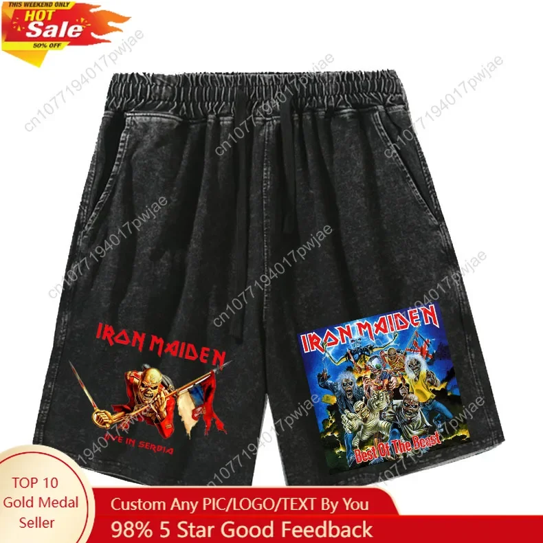 I-Iron M-Maidens روك باند السراويل رجل امرأة مراهق ريترو سراويل قصيرة خمر القطن مطاطا لينة شورتات للبحر السراويل المخصصة #1