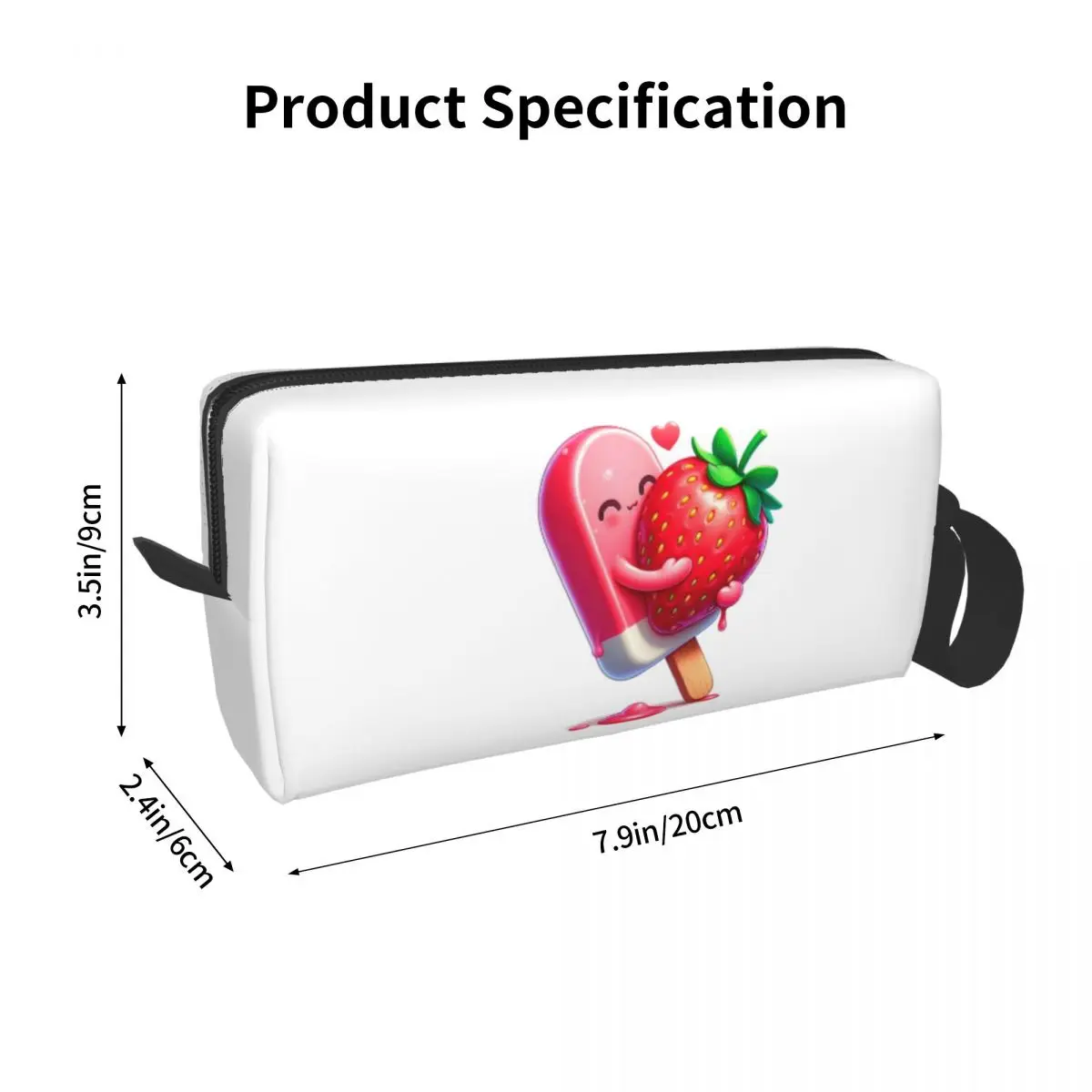 Strawberry Ice Cream Dessert Makeup Bag Cosmetic Organizer Toiletry Cosmetic Bag for Women Beauty Travel Pencil Case