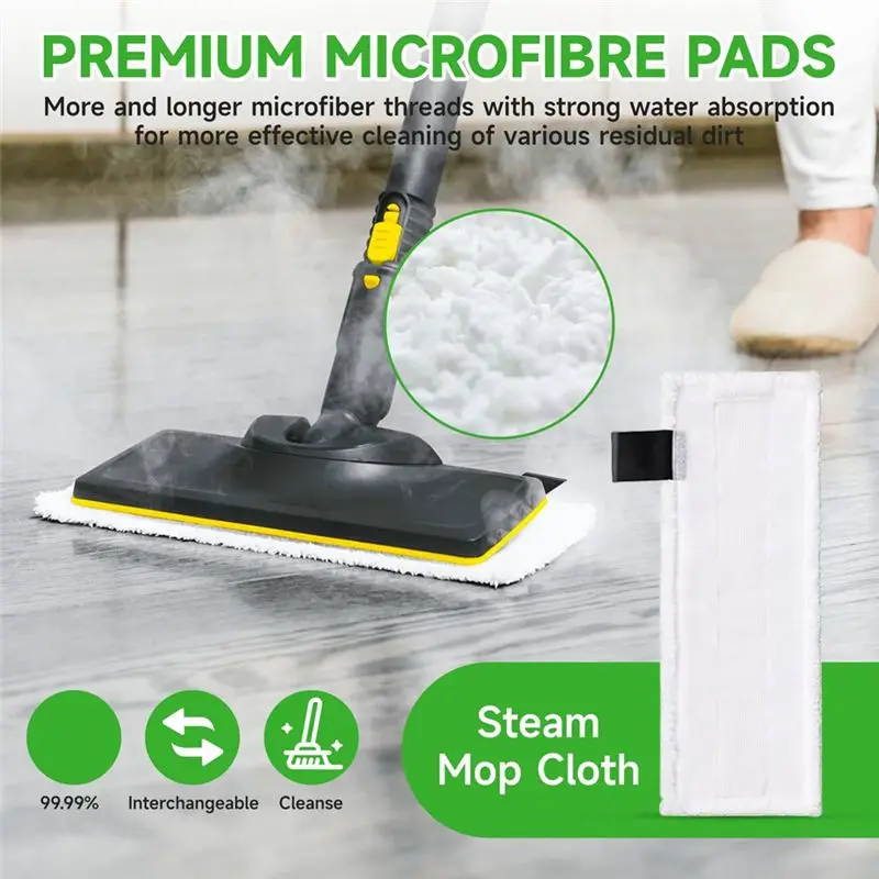 BAAO Steam Cleaner Accessories Kit for Karcher SC1 SC2 SC3 SC4 SC5 Easyfix, Microfiber Mop Cloth Set with Floor Nozzle Round