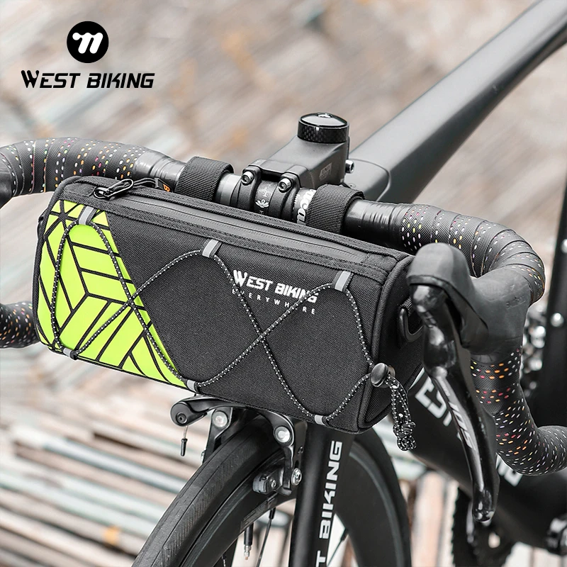 

WEST BIKING Bicycle Bags Frame Bag 1.3L Shoulder Bag Reflective Leather Waterproof Pannier Pack Daily Travel Bike Accessories