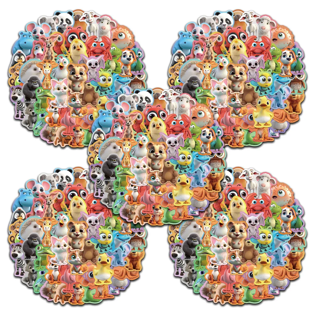 

5 sets Cute Cartoon Colorful Animals Stickers For Stationery Luggage Laptop Guitar Phone Car Waterproof Graffiti Vinyl Decals