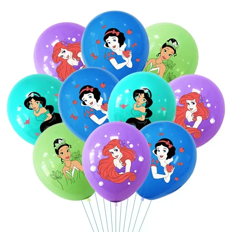 10Pcs Disney princess Balloons Set Mermaid Ariel Snow White Jasmine Tiana Balloon for Kids Birthday Party Baby Shower Decoration