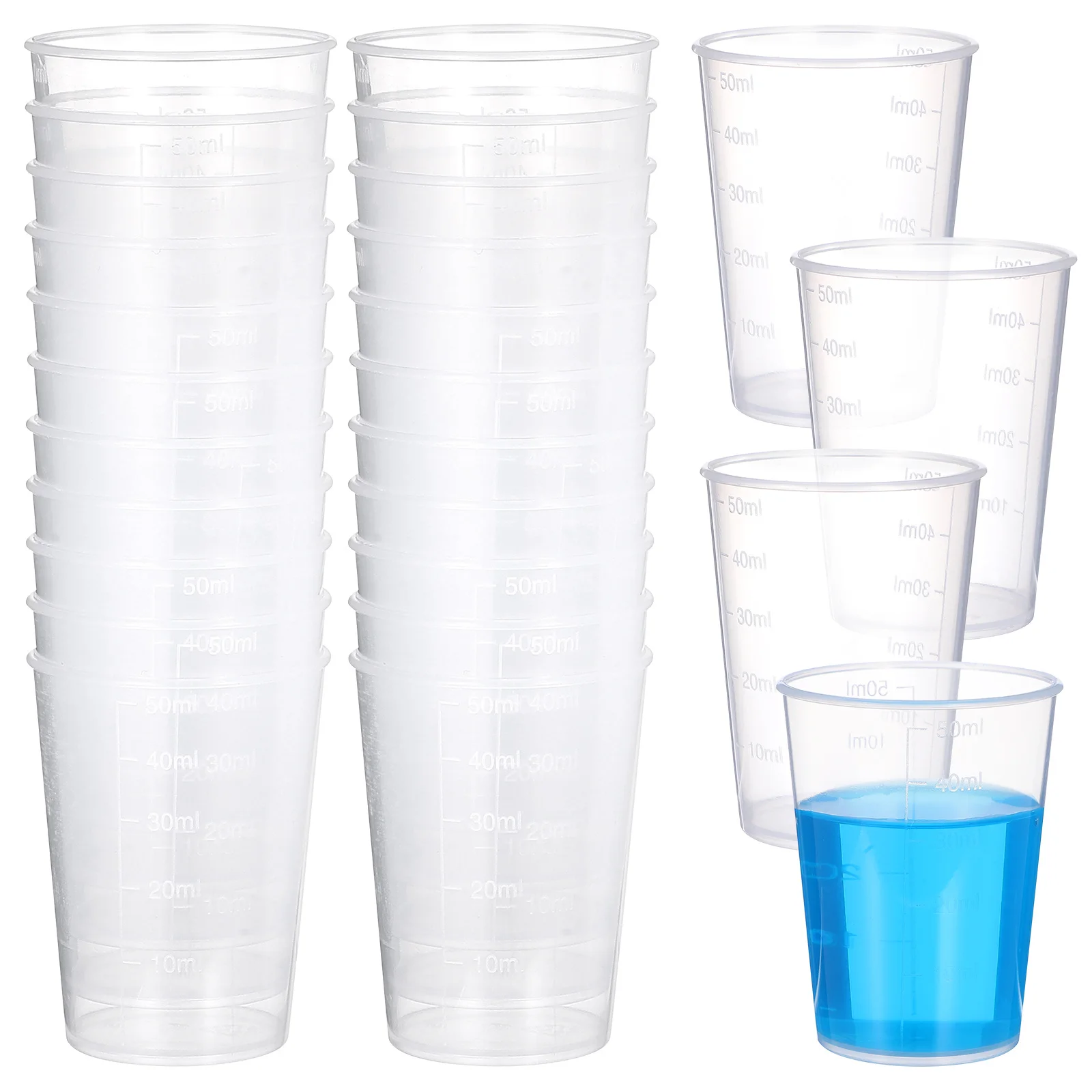 

50pcs 50Ml Graduated Measuring Cups Clear Disposable Liquid Measurement For Lab Baking Household Scale Cup Sample Collection Cup